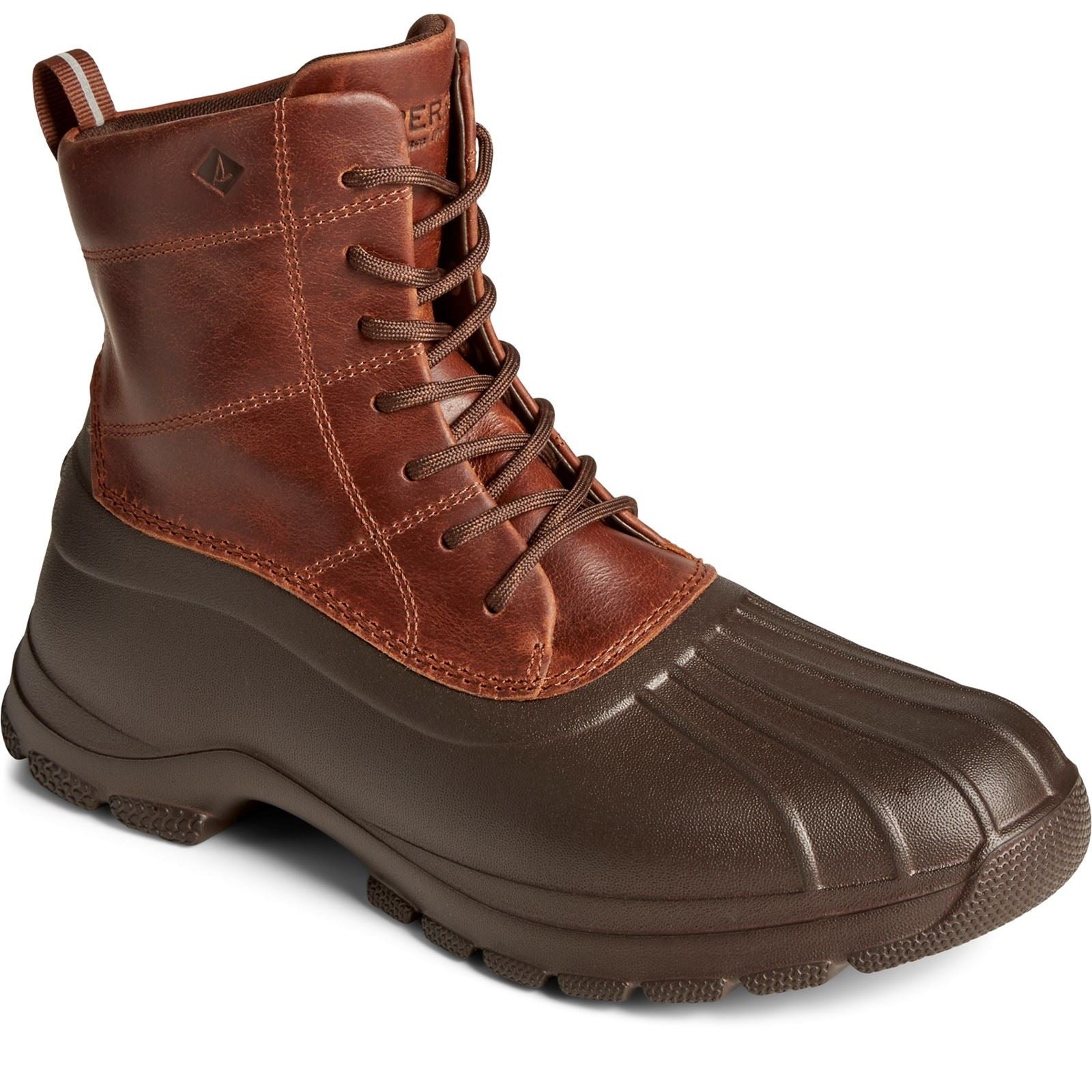 Sperry Duck Float Stivali Di Gomma Marrone In Pelle
