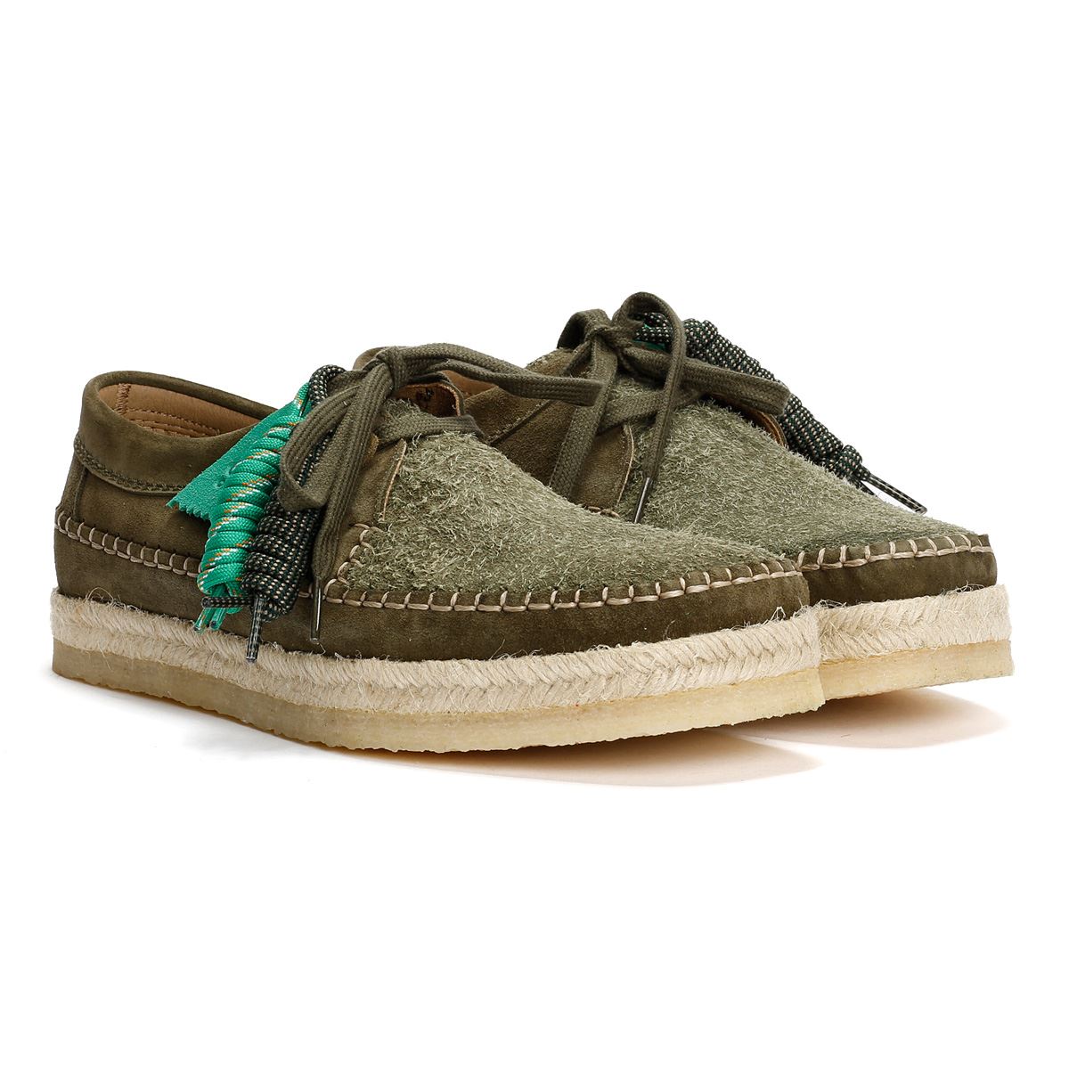 Pompeii Weaver Scarpe In Camoscio Verdi Da Uomo Con Lacci