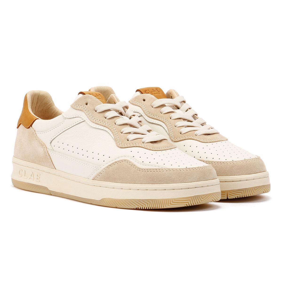 Clae Haywood Fog Sneakers Bianche In Pelle Da Uomo
