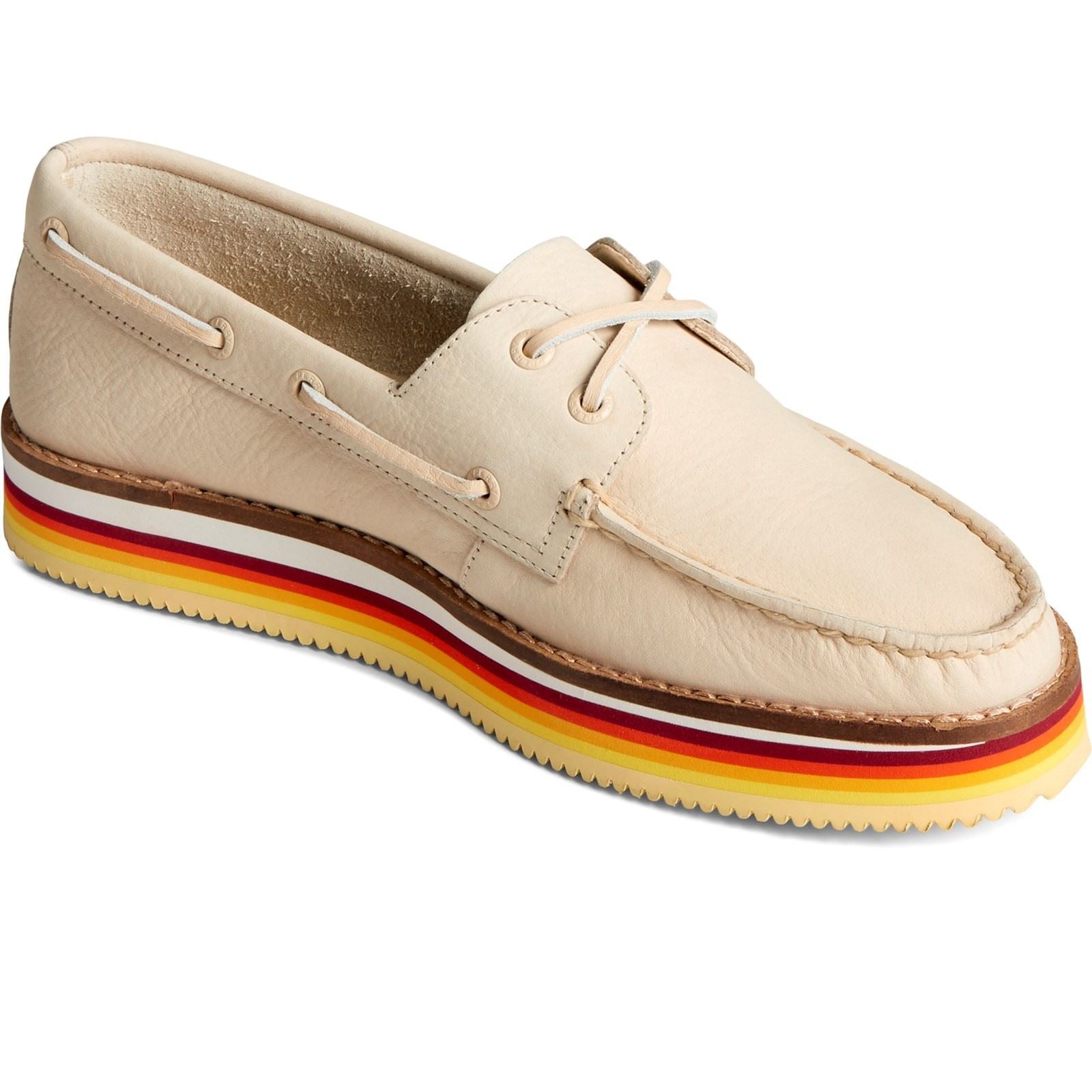 Sperry Authentic Original Stacked Scarpe Da Barca In Pelle Per Donna Color Avorio
