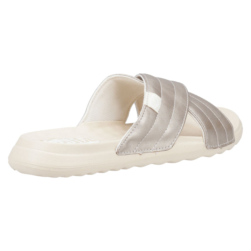 HEYDUDE Women's Christi Slide Distressed Metallic Sandals