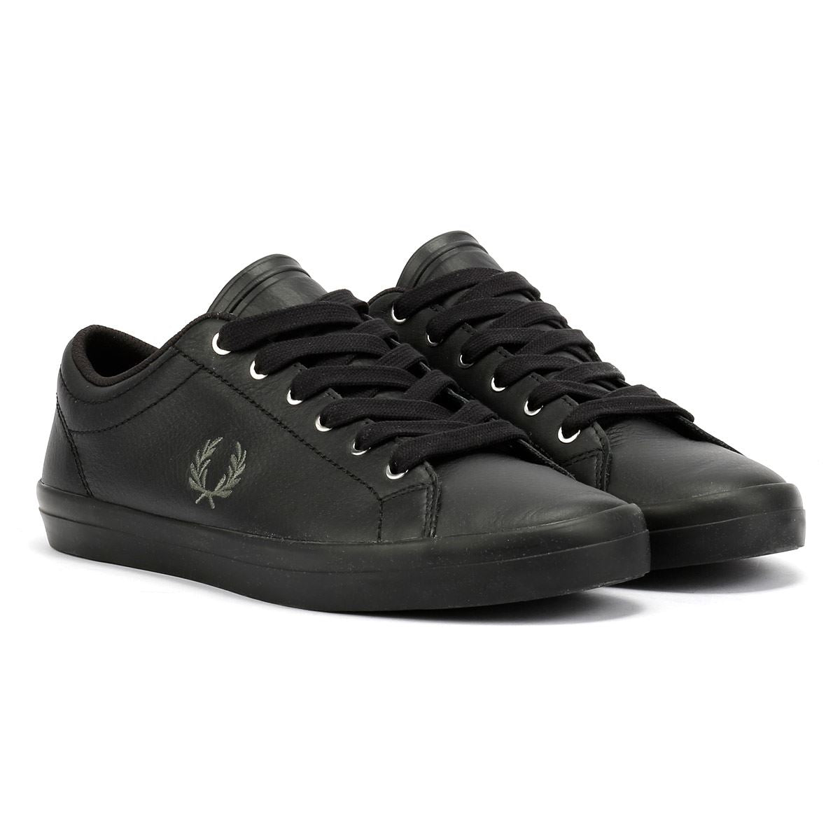 Fred Perry Baseline Scarpe Da Ginnastica Nere Da Uomo In Pelle