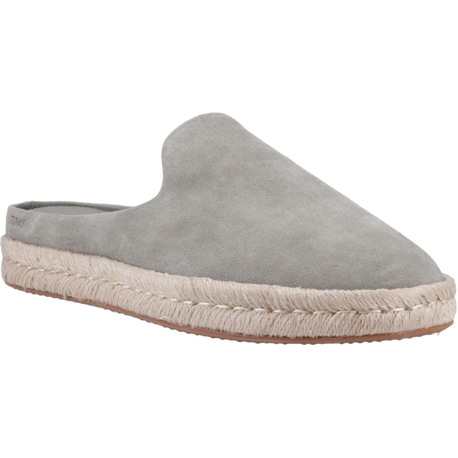 TOMS Santiago Mule Pantofole Grigie In Pelle Da Uomo Con Vetiver
