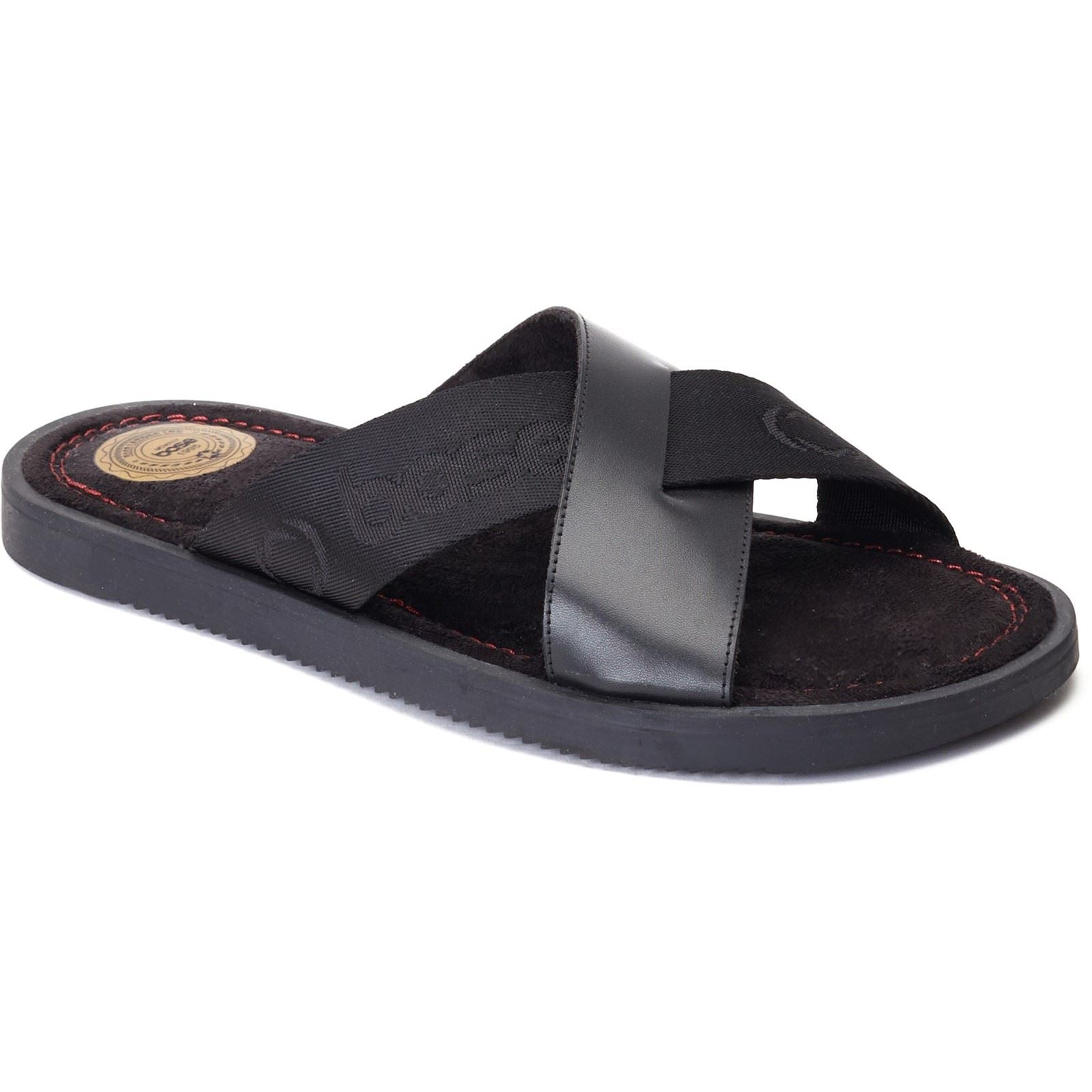 Base London Webb Sandali Neri In Pelle Da Uomo