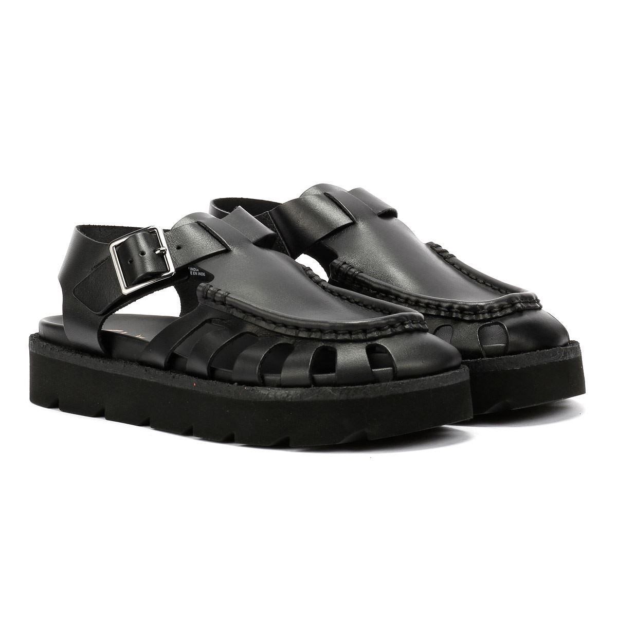 Clarks Originals Meadow Buckle Sandali Neri In Pelle Da Donna