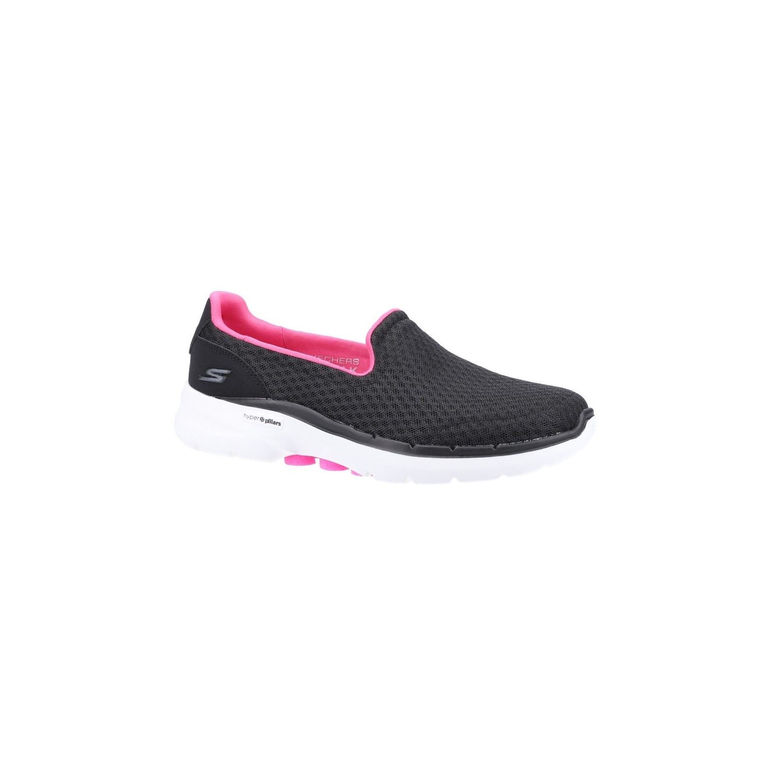 Skechers Go Walk 6 Sneakers Da Donna Nere/Rosa Fluo In Poliestere
