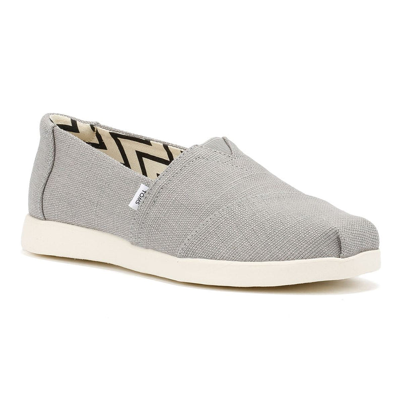 TOMS Alpargata Plus Heritage Scarpe In Tela Grigia Da Donna Con Zeppa.