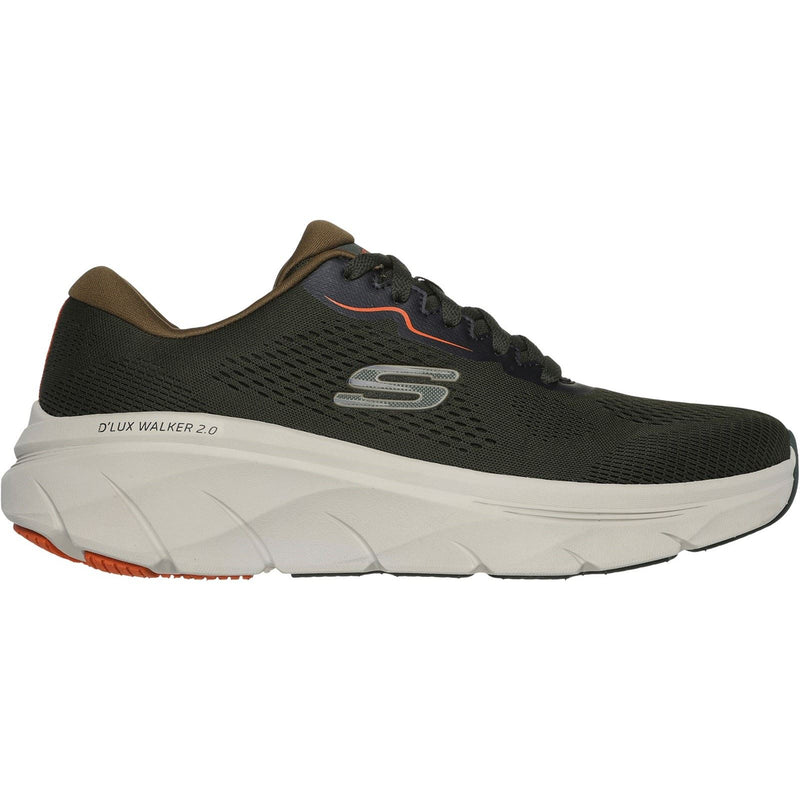 Skechers D'Lux Walker 2.0 Scarpe Da Ginnastica Da Uomo In Poliestere, Colore Oliva/Arancione