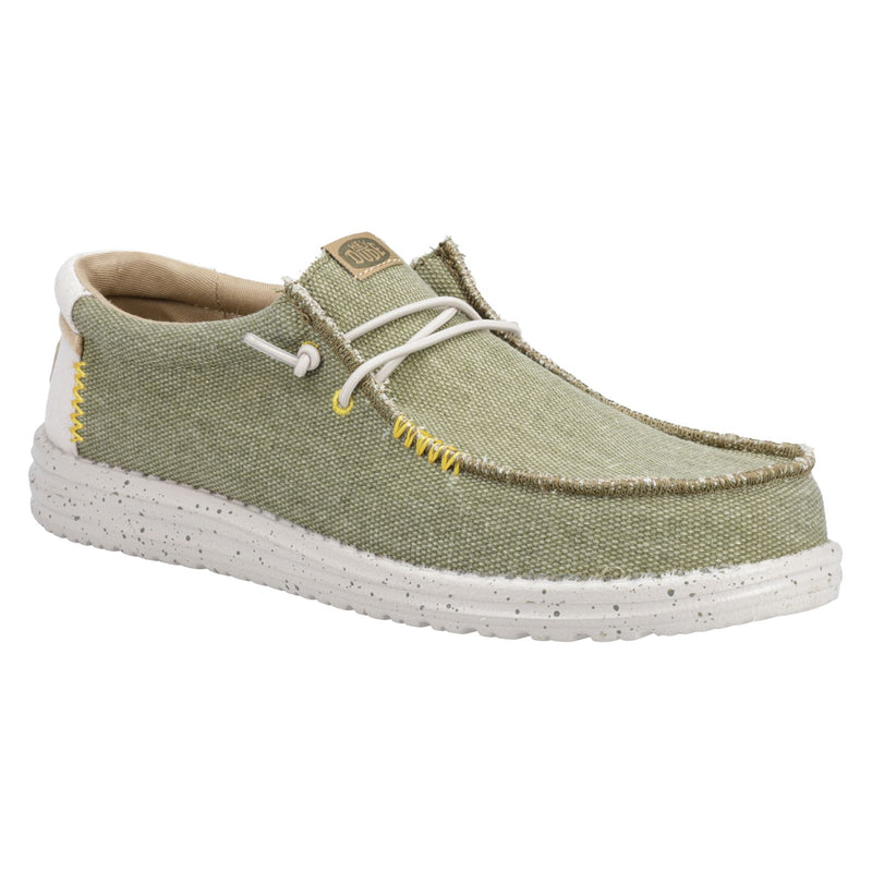 HEYDUDE Wally Coastline Scarpe Da Barca In Tessuto Color Oliva Da Uomo