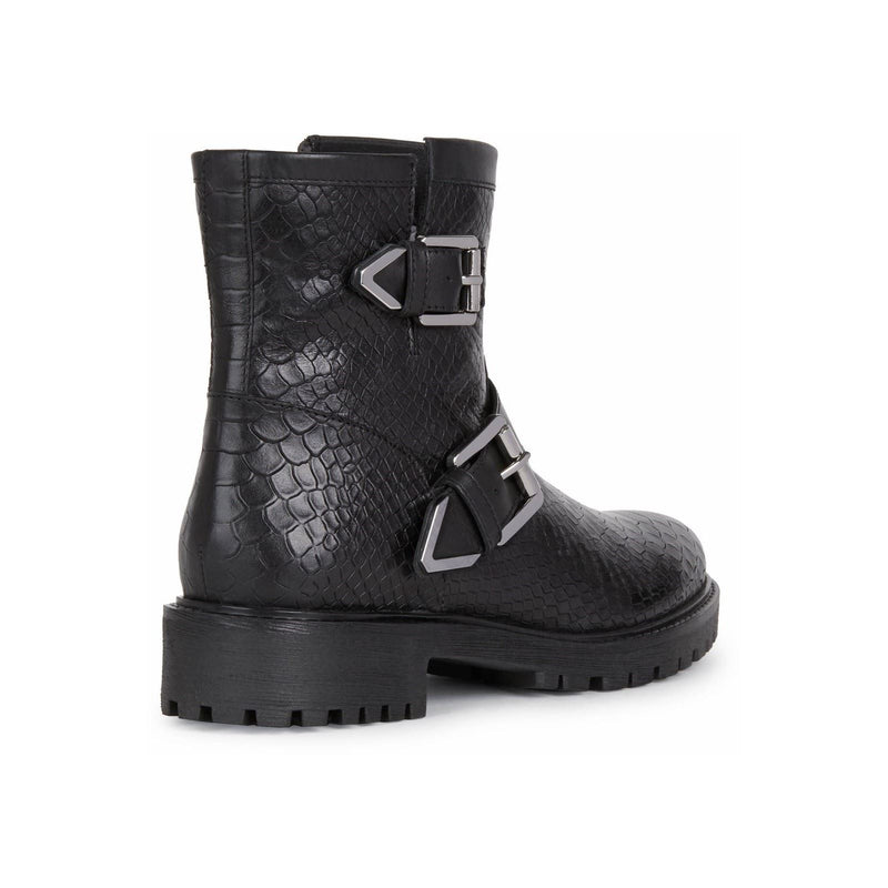 Geox Hoara Stivali Neri Da Donna In Pelle Bovina