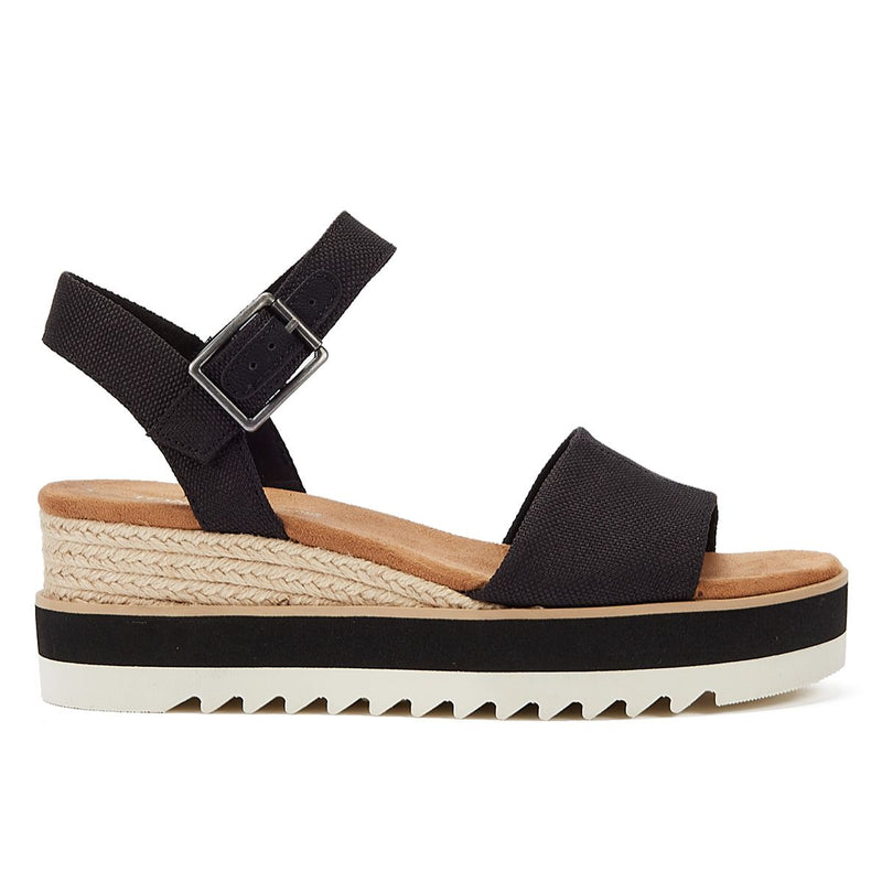 TOMS Diana Canvas Zeppa Donna Sandalo Nero