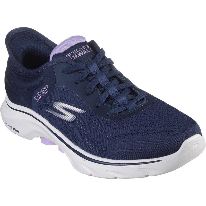 Skechers GO WALK 7 Valin Sneakers Da Donna In Tessuto Blu Scuro/Lavanda.