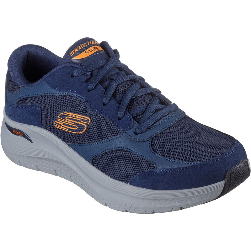 Skechers Arch Fit 2.0 The Keep Sneakers Da Uomo In Pelle Blu/Arancione