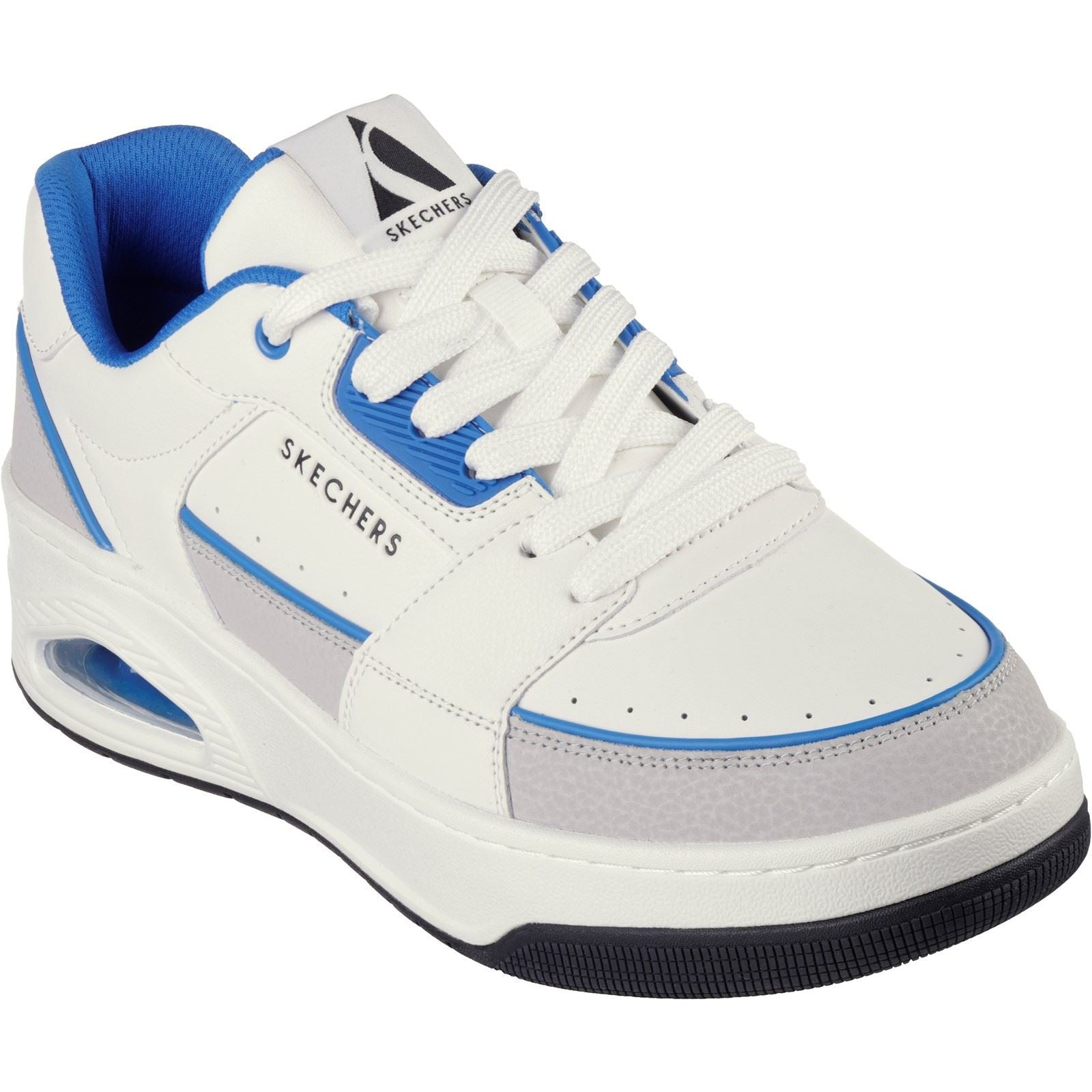 Skechers Uno Court Low-Post Sneakers In Pelle Bianche/Blu Da Uomo