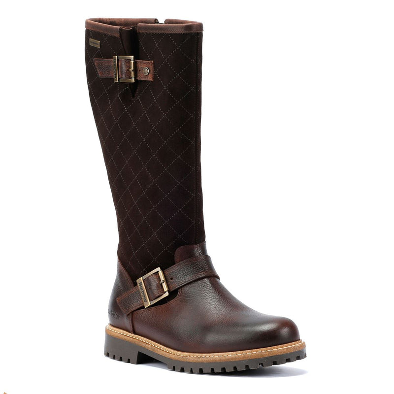 Barbour Willow Tall Stivali Da Donna In Pelle Scamosciata Marrone