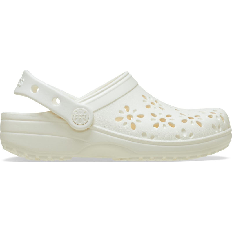 Crocs Classic Floral Cut Out Ciabatte Da Lavoro In Gesso Termoplastico