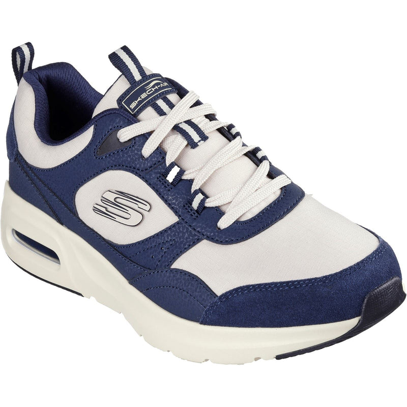 Skechers Skech-Air Court - Yatton Sneakers Da Uomo In Pelle Blu Marino/Naturale