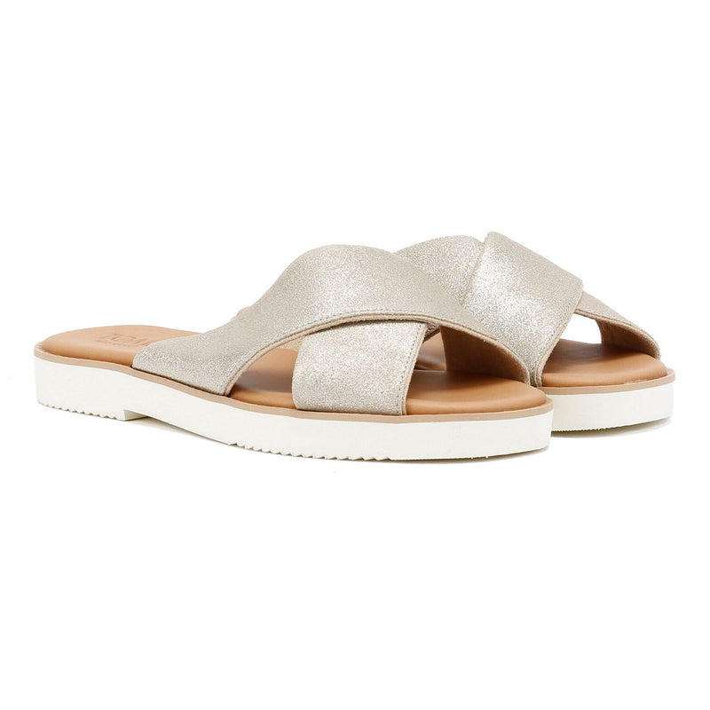 TOMS Mae Crossover Sandali Argento In Camoscio Da Donna
