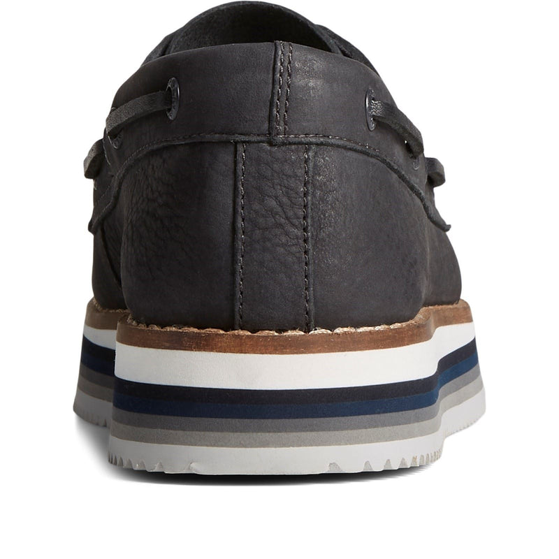 Sperry Authentic Original Stacked Scarpe Da Barca Nere Da Donna In Pelle