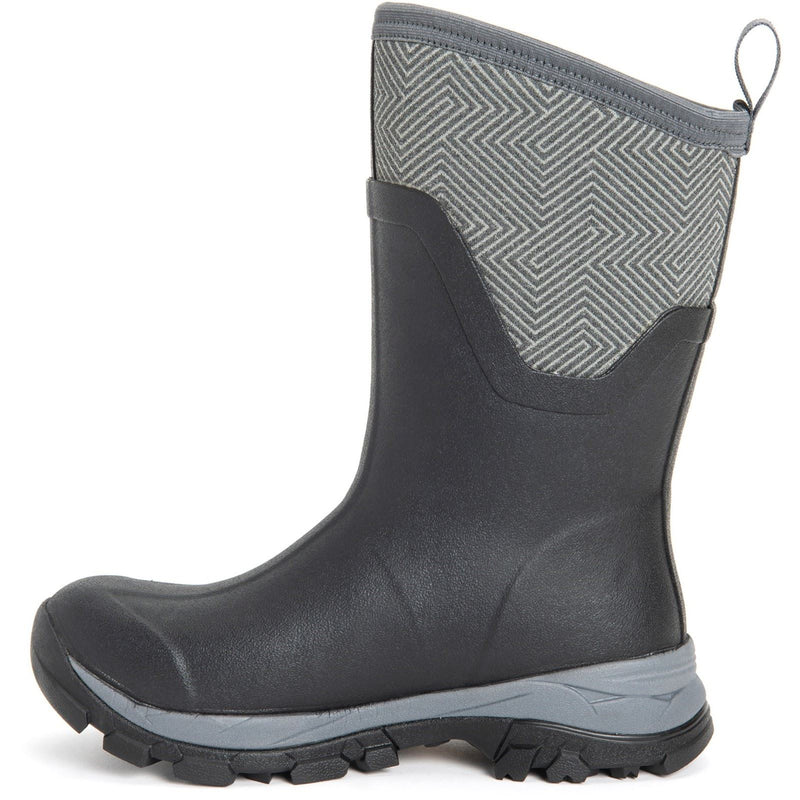 Muck Boots Arctic Ice Mid AGAT Stivali Da Pioggia Neri/Grigi Geometrici In Gomma