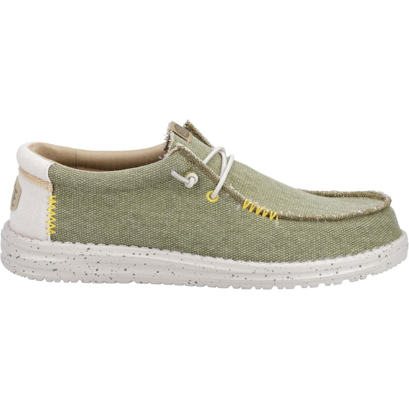 HEYDUDE Wally Coastline Scarpe Da Barca In Tessuto Color Oliva Da Uomo