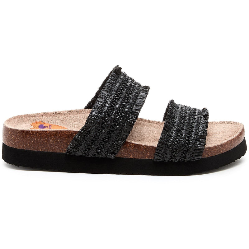 Rocket Dog Aruba Raffia Sandali Neri Da Donna In Tessuto
