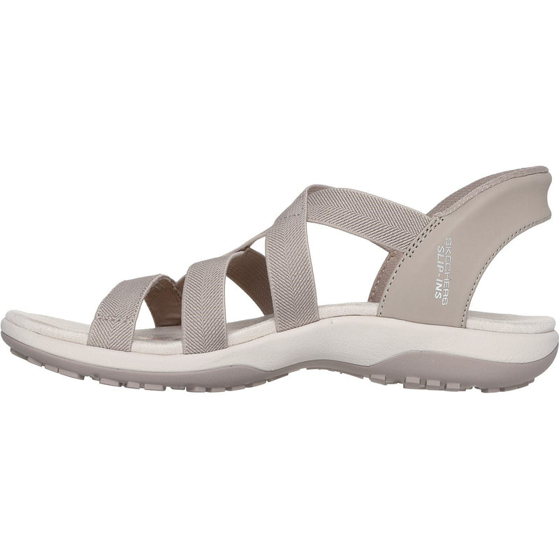 Skechers Reggae Slim Stretch Flex Sandali Da Donna Color Taupe In Tessuto