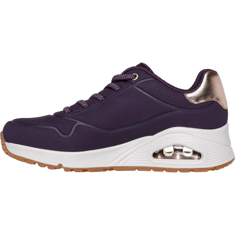 Skechers Uno Shimmer Away Sneakers Sintetiche Donna Color Viola Scuro