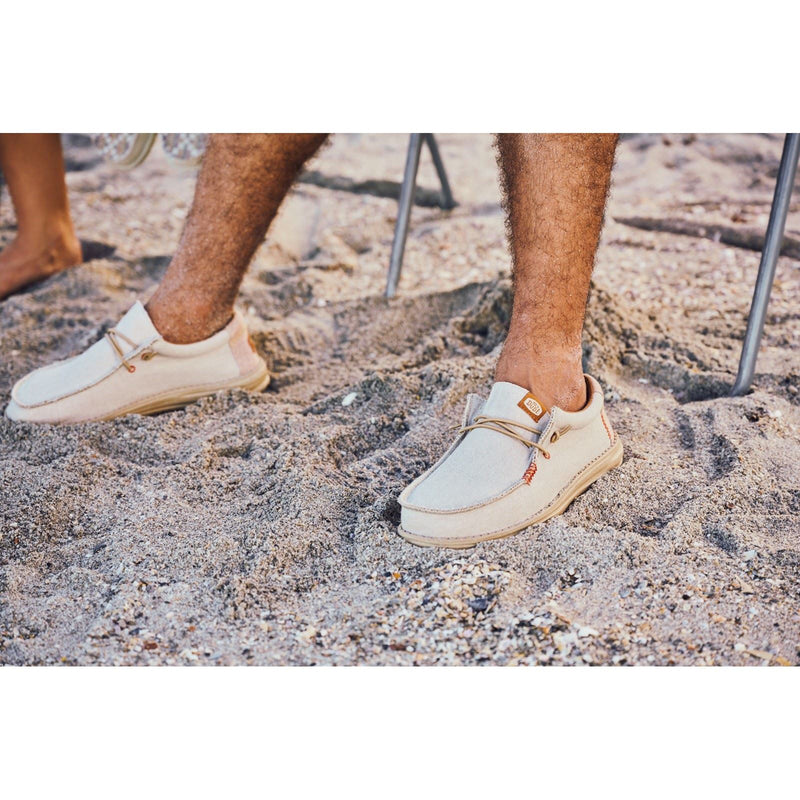 HEYDUDE Wally Coastline Scarpe Da Barca In Tessuto Bianco Pietra Da Uomo