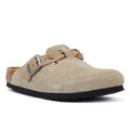 Birkenstock Boston Zoccoli In Camoscio Color Taupe Da Donna