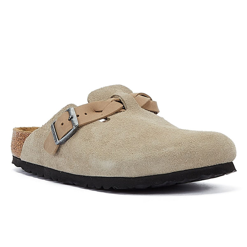 Birkenstock Boston Zoccoli Regolare In Camoscio Color Taupe Da Donna