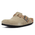 Birkenstock Boston Zoccoli In Camoscio Color Taupe Da Donna