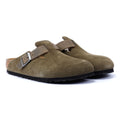 Birkenstock Boston Zoccoli Verdi In Camoscio