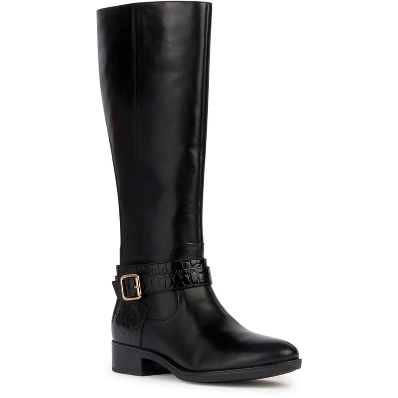 Geox D Felicity Stivali Da Donna In Pelle Nera