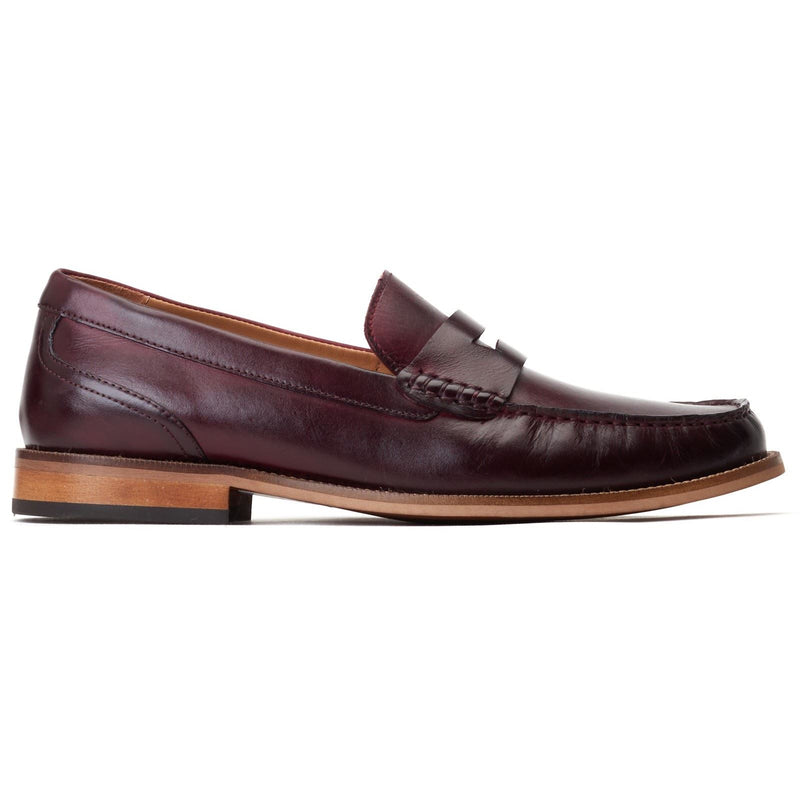 Base London Garfield Scarpe Mocassino Da Uomo In Pelle Color Bordò