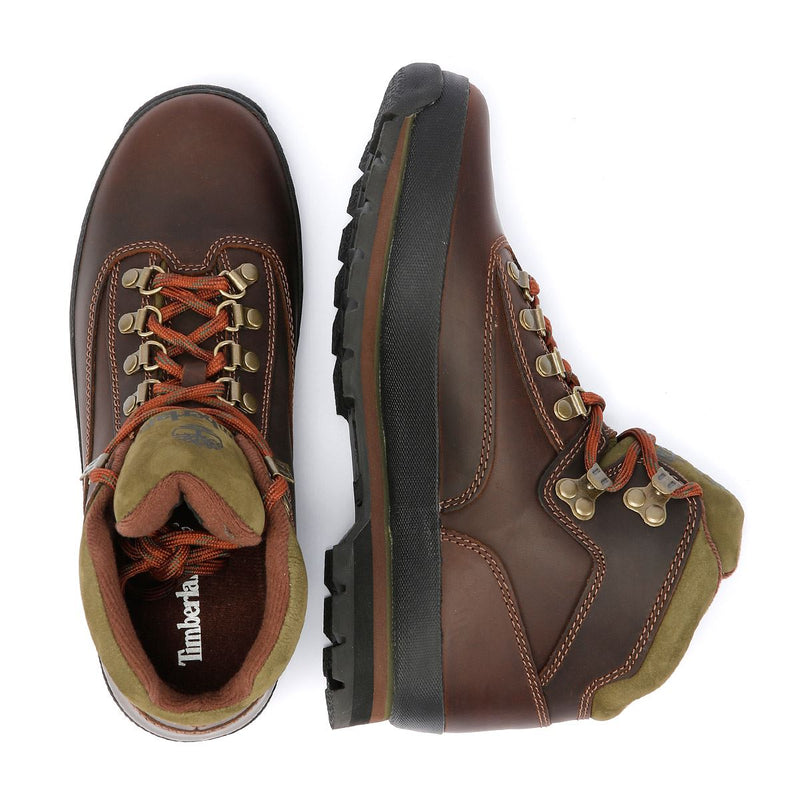 Timberland Euro Hiker Mid Lace Stivali Da Uomo In Pelle Marrone.