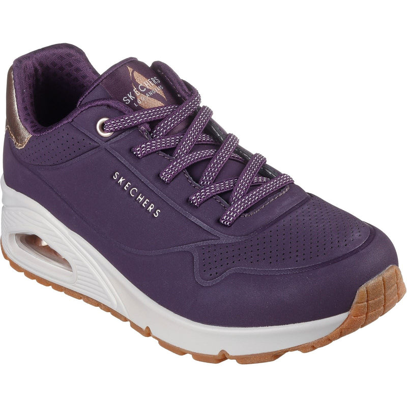 Skechers Uno Shimmer Away Sneakers Sintetiche Donna Color Viola Scuro