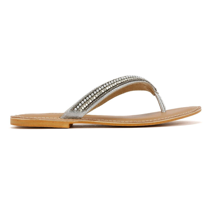 Tower London Metallic Bead Thong Sandali Argento Da Donna