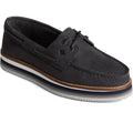 Sperry Authentic Original Stacked Scarpe Da Barca Nere Da Donna In Pelle