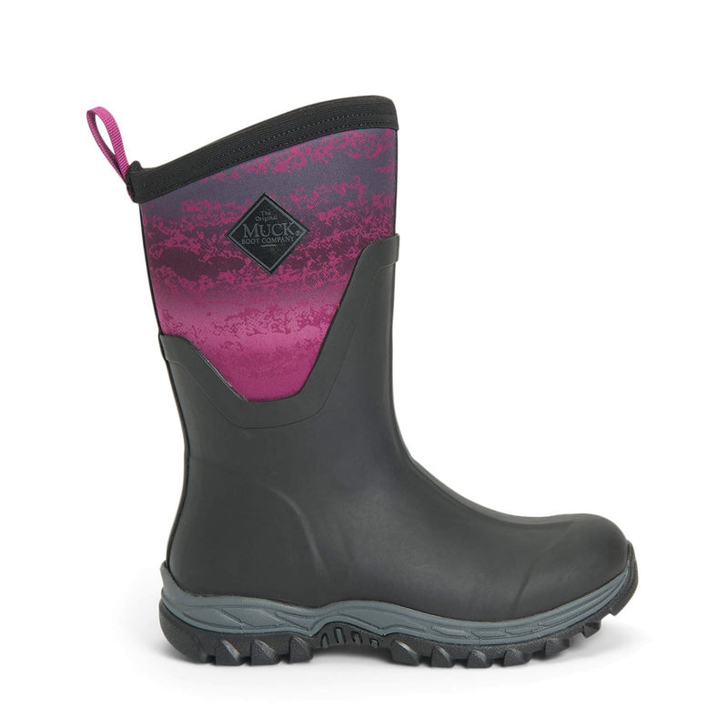 Muck Boots Arctic Sport Mid Stivali Da Pioggia Neri/Magenta In Gomma