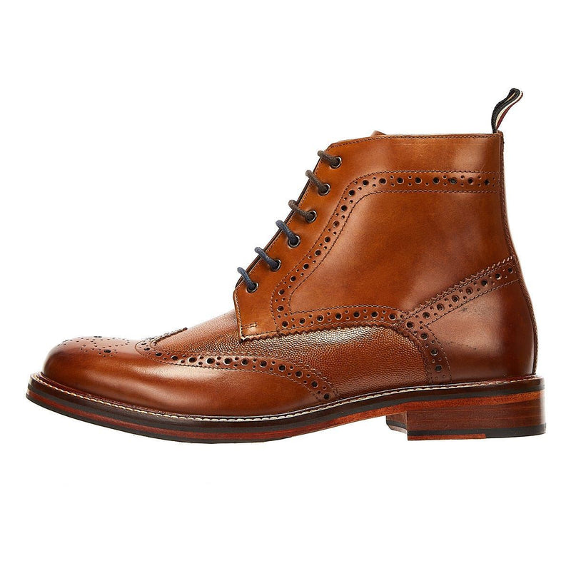 Ben Sherman Alfred Brogue Stivali Da Uomo In Pelle Marrone.