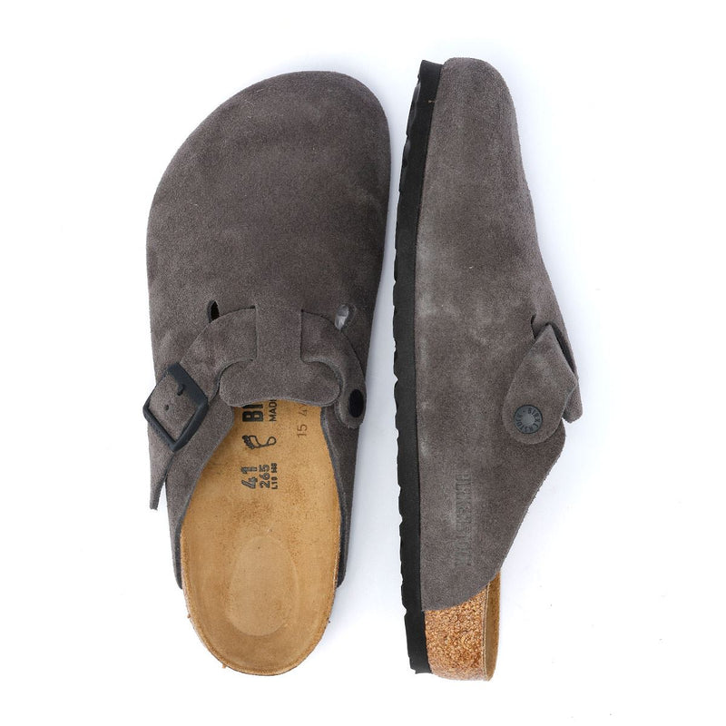 Birkenstock Boston Zoccoli In Camoscio Grigio