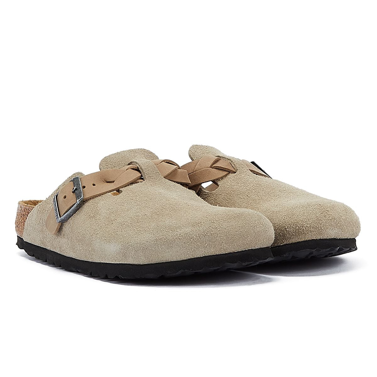 Birkenstock Boston Zoccoli Regolare In Camoscio Color Taupe Da Donna