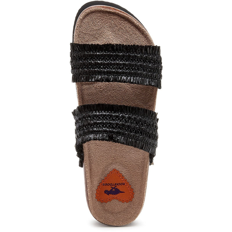 Rocket Dog Aruba Raffia Sandali Neri Da Donna In Tessuto