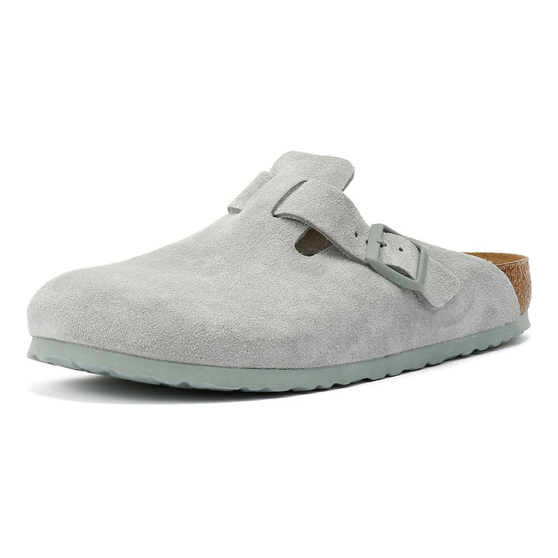 Birkenstock Boston Zoccoli Grigi In Camoscio