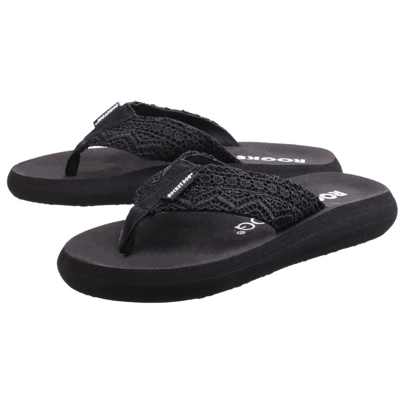 Rocket Dog Spotlight Lima Sandali Neri Da Donna In Tessuto