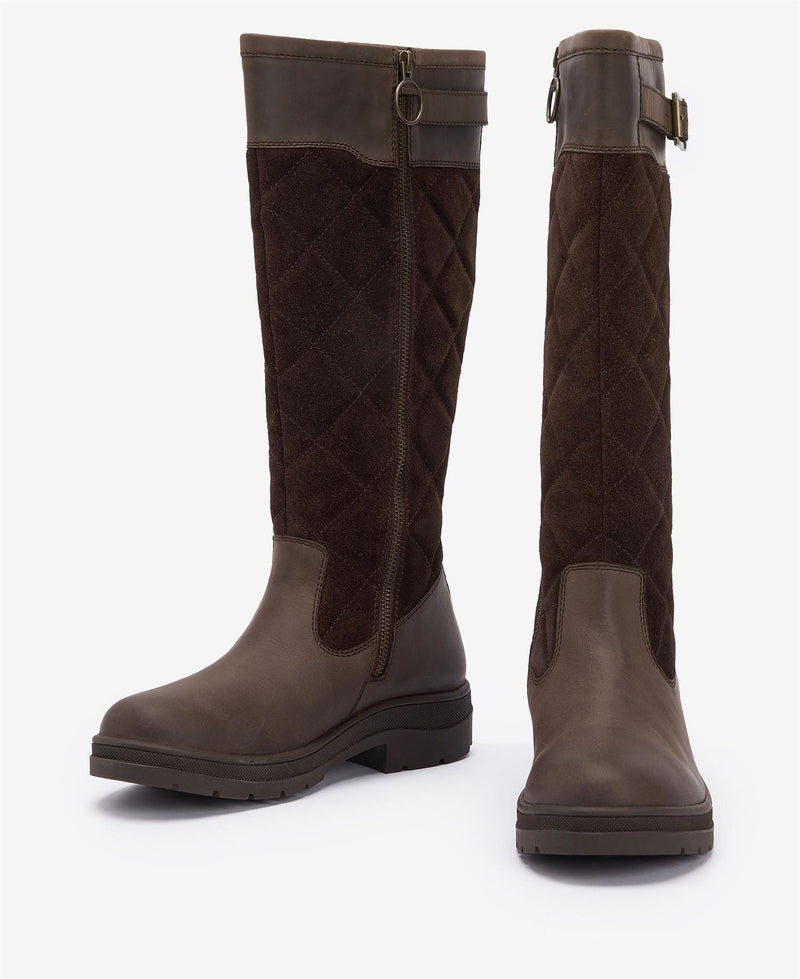 Barbour Oak Tall Stivali Da Donna Marroni In Camoscio