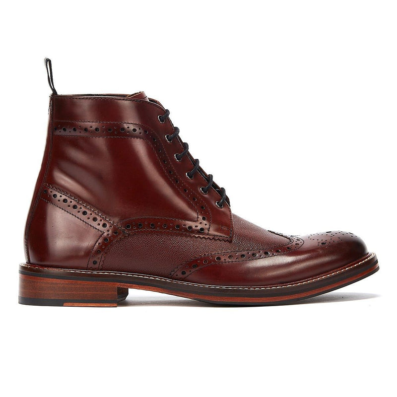 Ben Sherman Alfred Brogue Stivali Rossi In Pelle Da Uomo