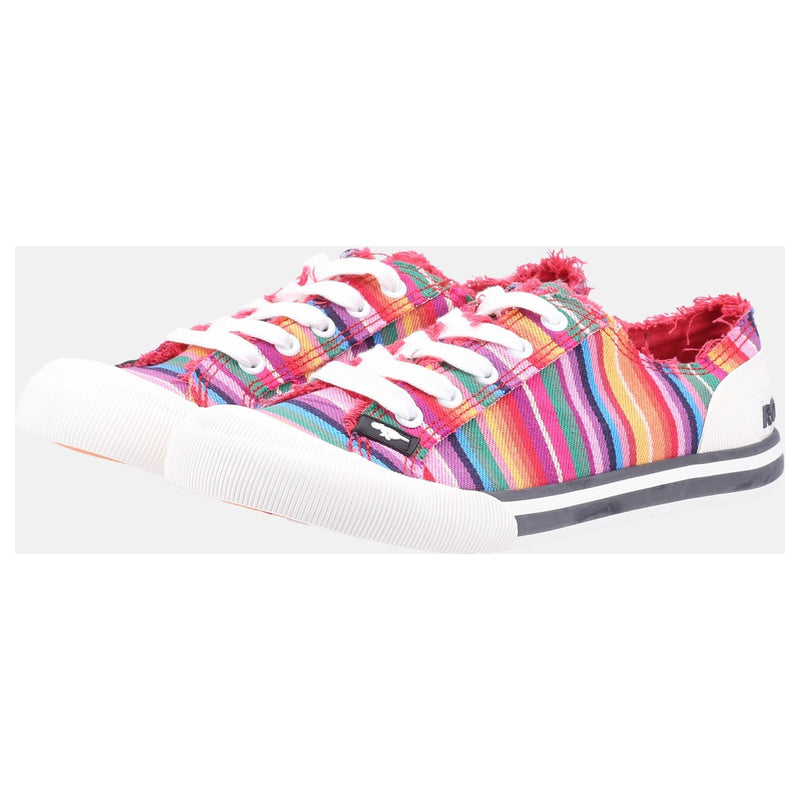 Rocket Dog Jazzin Eden Stripe Sneakers Multi Rosse In Cotone Da Donna