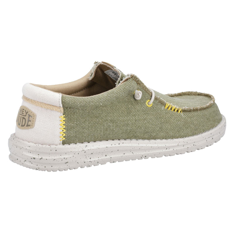 HEYDUDE Wally Coastline Scarpe Da Barca In Tessuto Color Oliva Da Uomo